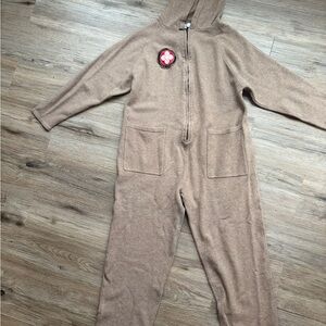 Cozy Brown  ZARA Women’s One Piece Jumpsuit with LV Patch
